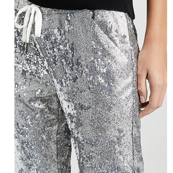 NWT David Lerner silver sequin lounge jogger size XS - Picture 5 of 12